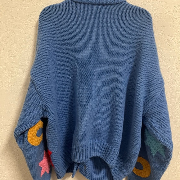 Debut Blue and Pink Cardigan with Celestial Embroidery - Picture 2 of 3